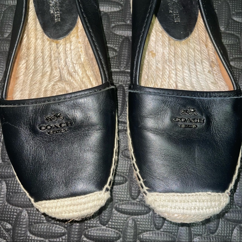 Coach Leather Espadrilles Flats Black Leather Size 6 - Picture 7 of 9